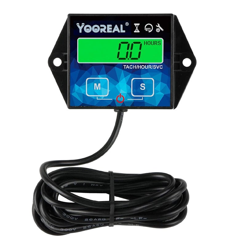 YOOREAL Digital Backlight Tachometer Hour Meter,Resettable Hours,Replaceable Battery Engine for Lawn Mower Generator Chainsaw Outboard Motor Snowblower Gas Powered Equipment (YR-HM011G) - Image 1